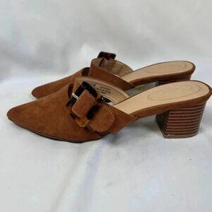 Comfort Est 1946 Size 7.5 Mules Slides Pointed Toe Brown Tortoise